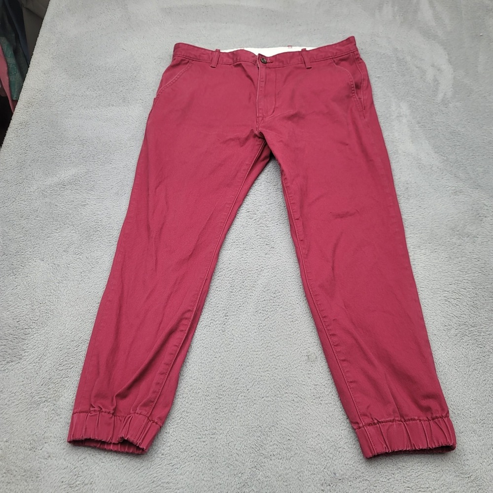 Levi's Jogger Pants Mens Size 36x26 Red Burgundy Regular Fit Elastic Cuff Chino